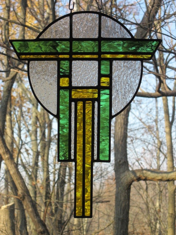 Prairie Warrior (green & yellow) - Stained Glass - Lee Klade